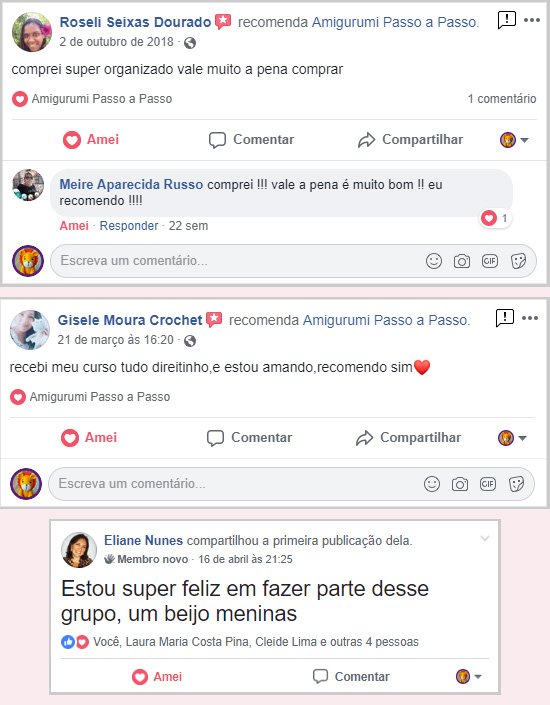 Depoimentos e comentários positivos sobre encomendas e experiências de pedidos.